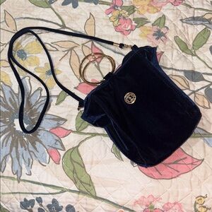 Elegant Navy Blue Velvet vintage Women's Bag